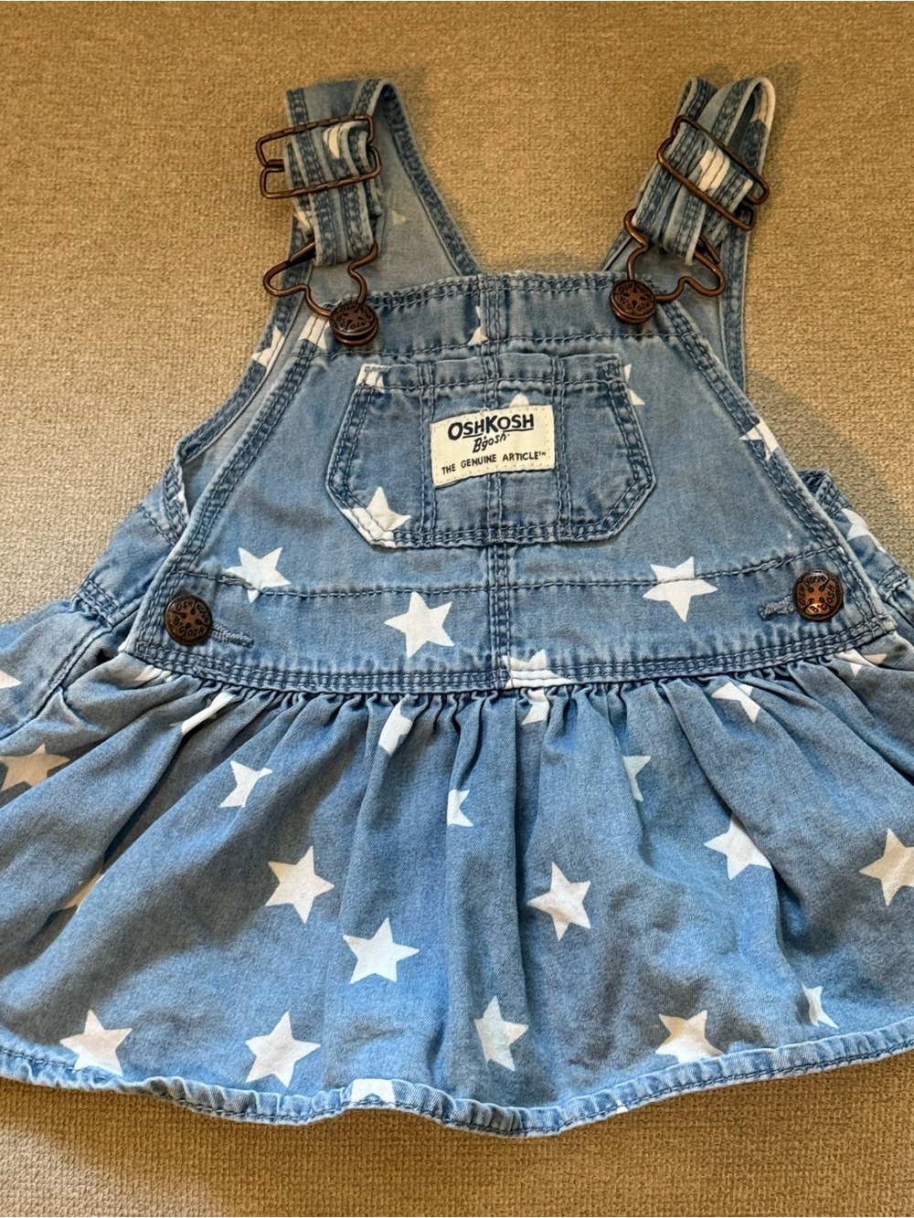 OshKosh B'gosh Blue Denim Star Print Overall Skirt
